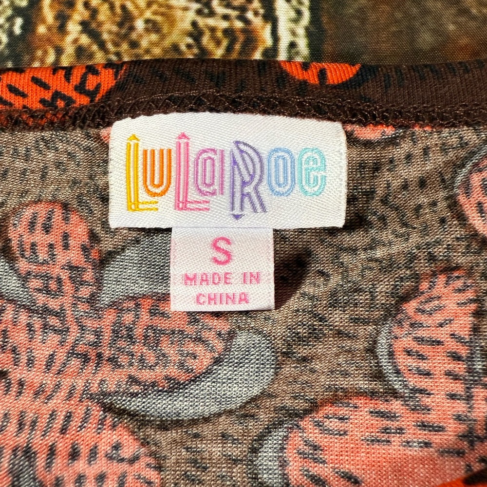 LuLaRoe Black and Orange Floral Mini Dress - Picture 2 of 7
